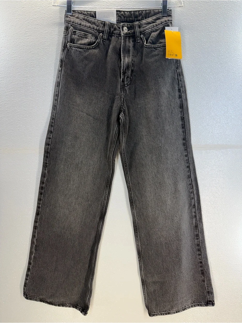 H&M Wide Leg High Waist Jeans‎ US 4 Gray Wash Full Length NWT